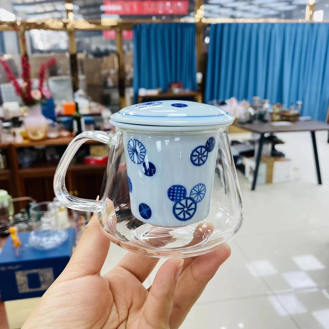 北大史YH-002万花瓷漏三件杯泡茶杯300ml