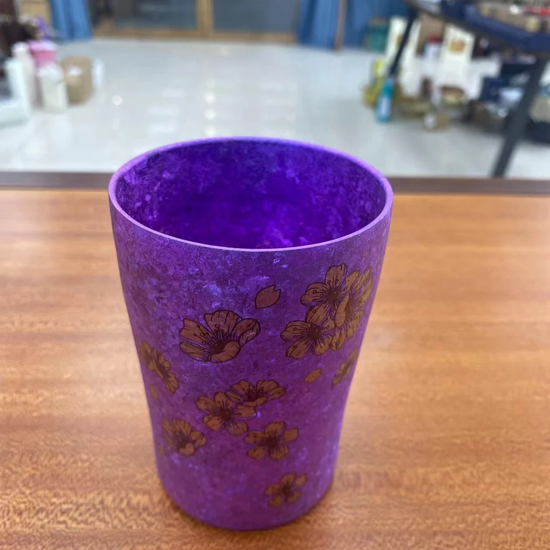 梅花紫色钛杯茶杯