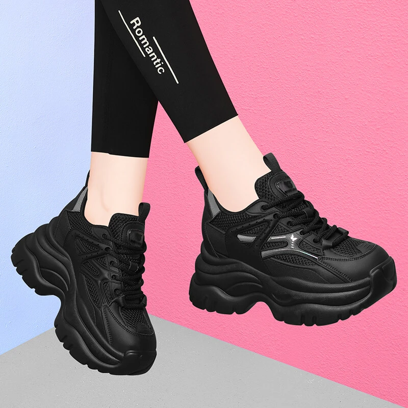 厚底重工老爹鞋女2023新款秋冬百搭黑色休闲运动妈妈鞋春秋款网红