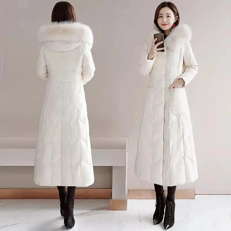 品牌断码品牌断码2023新款ins韩版羽绒服女长款保暖冬装修身