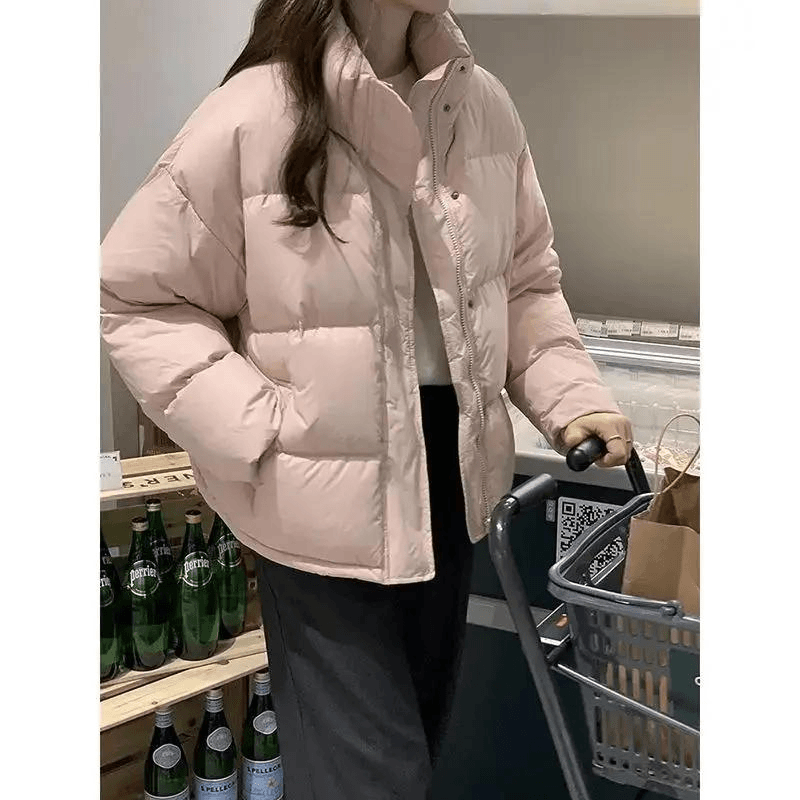 品牌断码衣女小个子2023冬季羽服韩版宽松面包服加厚短款小袄外套