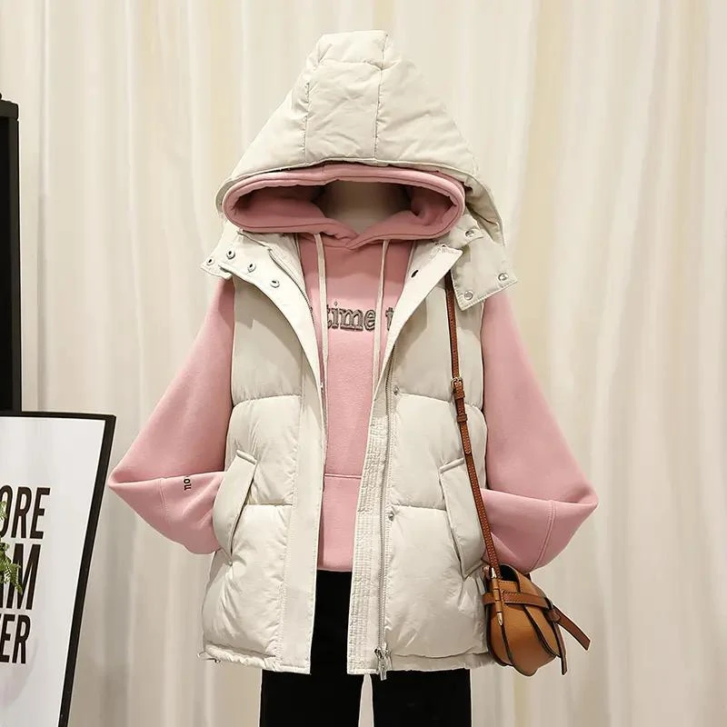 品牌断码连帽羽绒服马甲女2023秋冬新款韩版学生背心坎肩外套宽松