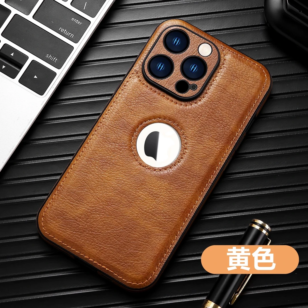 适用苹果15promax手机壳带隐形支架iphone14pr皮革全16电镀13漏标