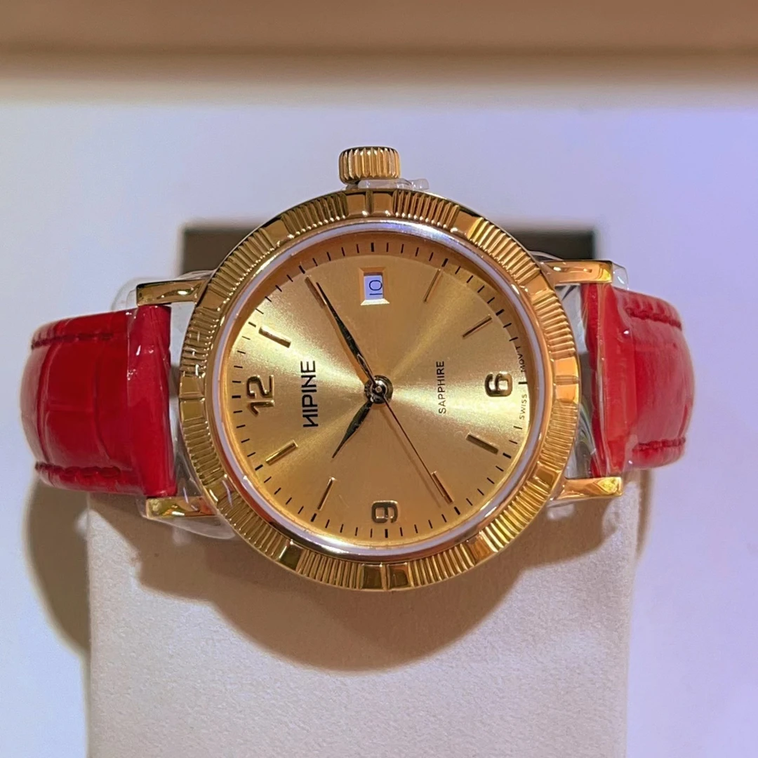 【2024新款上市】圆形金表黄金女士腕表高端进口瑞士石英机芯手表