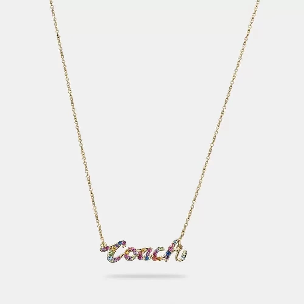COACH/蔻驰标志Rainbow字母吊坠项链彩色项链女款