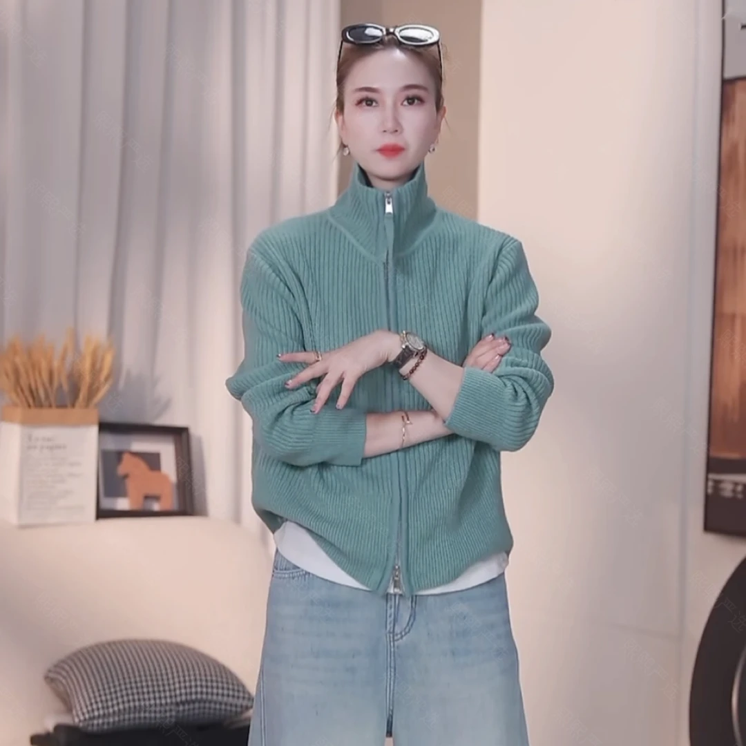 XX.YX（冬日恋岛）秋冬加厚休闲百搭双拉链毛衣打底外套8758888