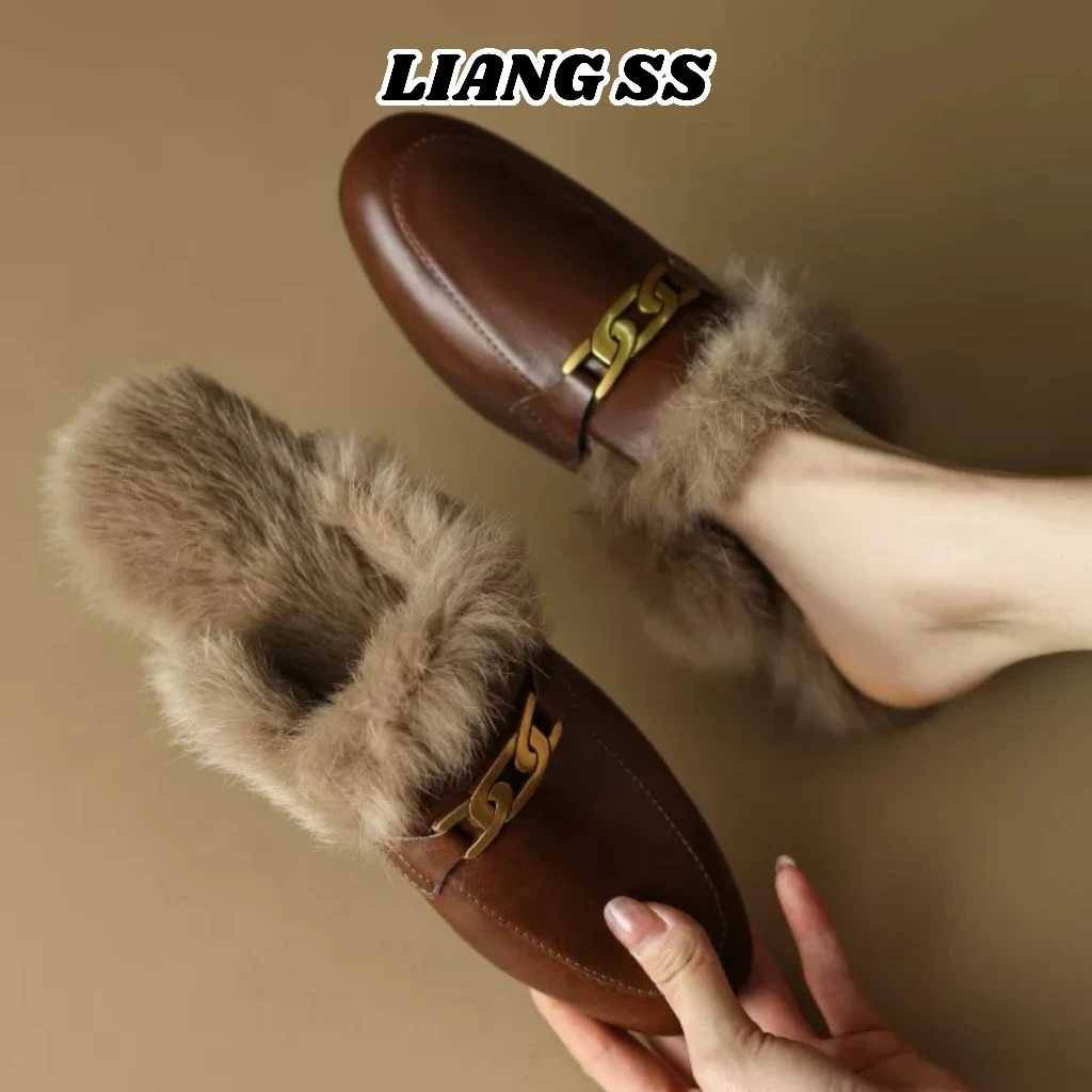 T扣毛毛鞋包头-真皮保暖【收到货有浮毛属于正常现象】-658