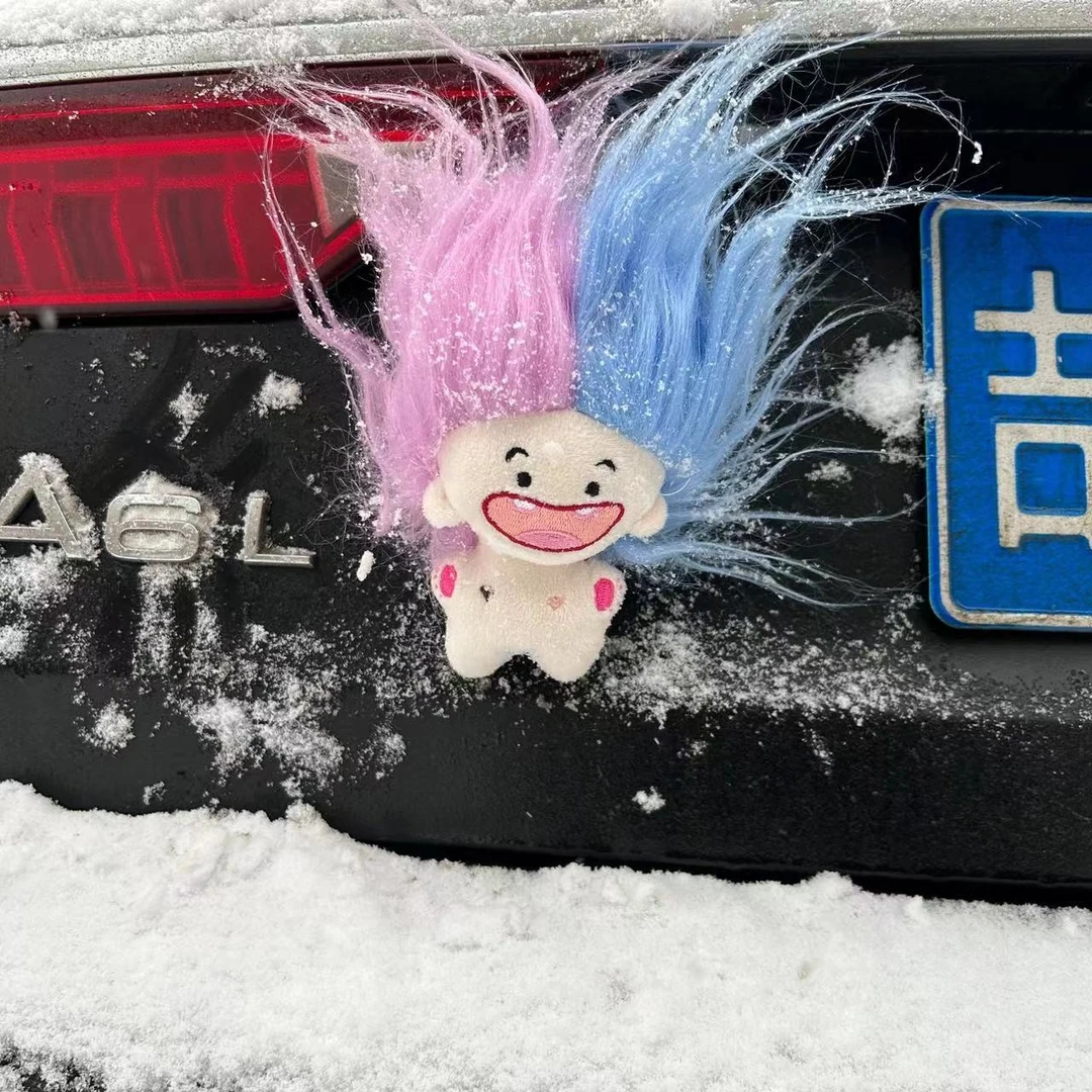 网红缺牙巴搞笑爆炸头挂件玩偶炸毛娃娃车尾外挂汽车摩托机车挂饰