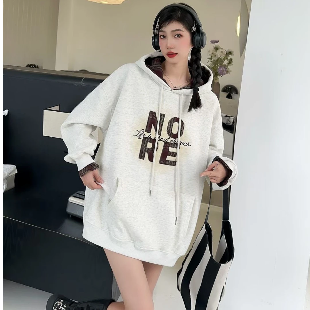 卫衣连帽宽松加绒加厚印花韩版秋冬