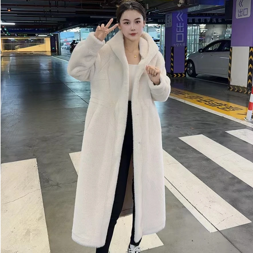 【9922】2024秋冬季时尚百搭连帽皮毛一体高端外套