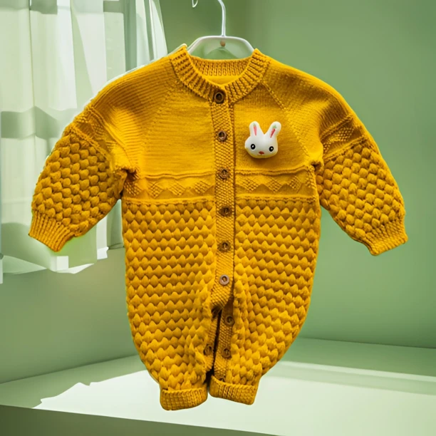 泡泡花爬爬服婴幼儿柔软手工绒毛保暖贴身婴儿连体针织宝宝材料包