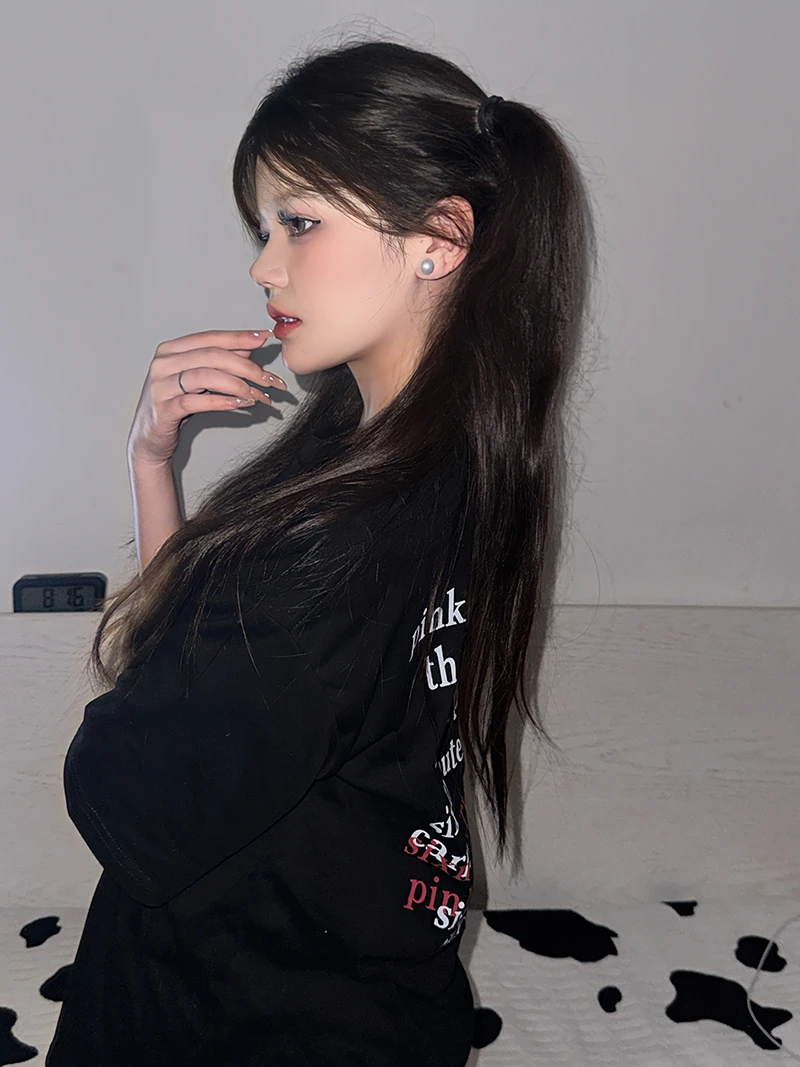 Sixminu小蚊子国潮牌情侣美式英文字母T恤宽松重磅休闲圆领短袖T