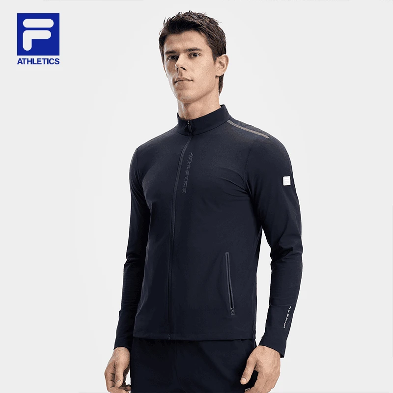 Fila/斐乐男士凉感弹力运动立领长袖外套舒适休闲上衣A11M431501F
