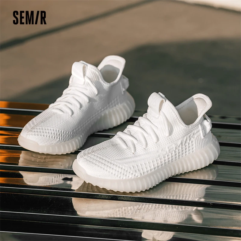 Semir情侣椰子鞋男女款2025春新款运动飞织鞋软底网面透气跑步鞋