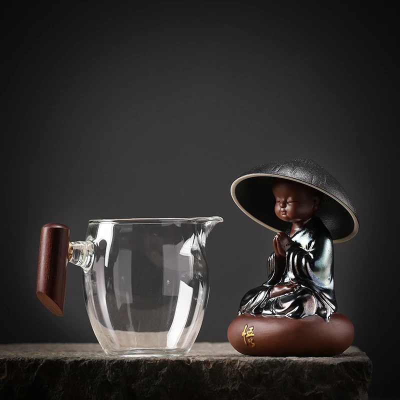 陶瓷高档小和尚茶滤茶漏茶叶过滤网创意功夫茶具配件茶隔茶道摆件