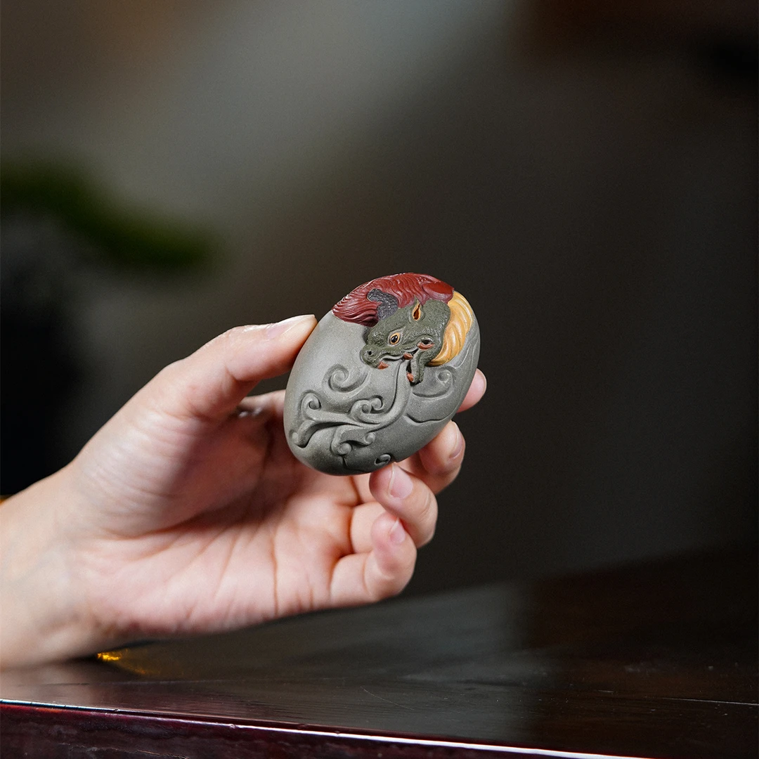 子夜高端紫砂手把件祥瑞手工雕塑茶宠好寓意礼品摆件