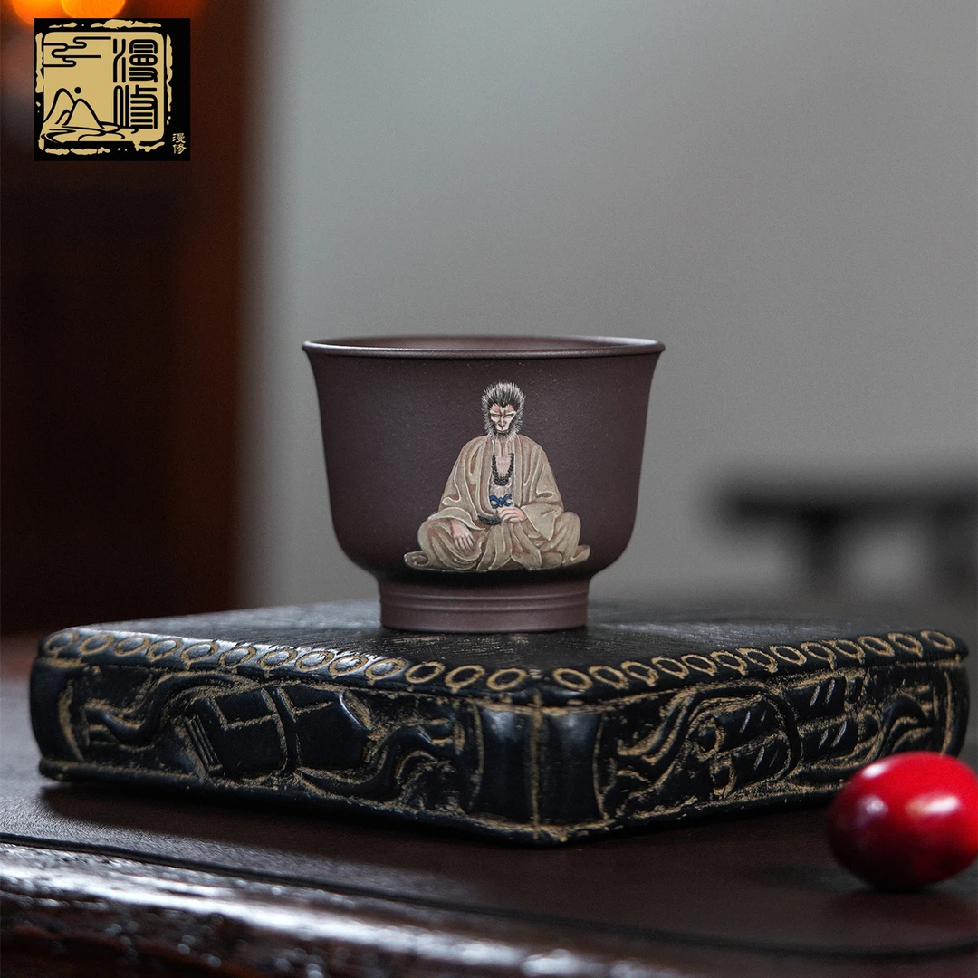 漫修天青泥悟空悟道杯手工泥绘主人杯高端礼品杯