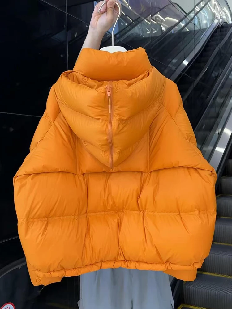 独特超好看橘色短款棉服女冬季2024新款高级感小个子面包服外套潮