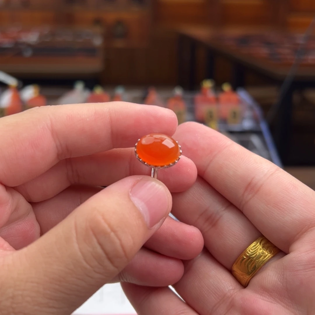 【闪购商品】南红玛瑙保山冰红戒指银S925镶嵌