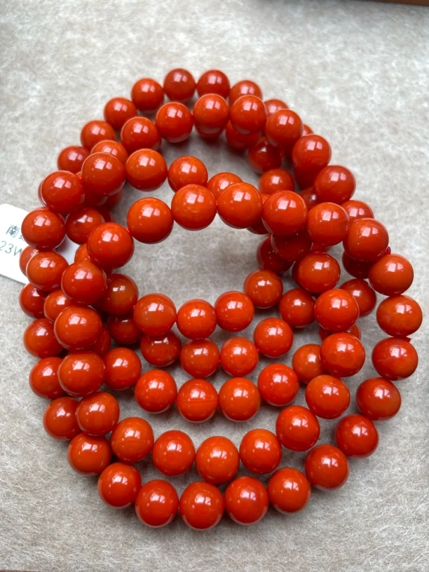 N40南红满肉锦红一级108长链毛衣链8+