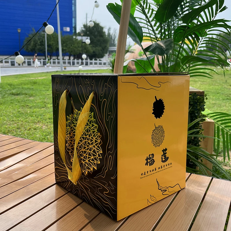 高档榴莲礼盒水果包装盒水果烫金空礼盒美观送礼水果礼盒榴莲箱子