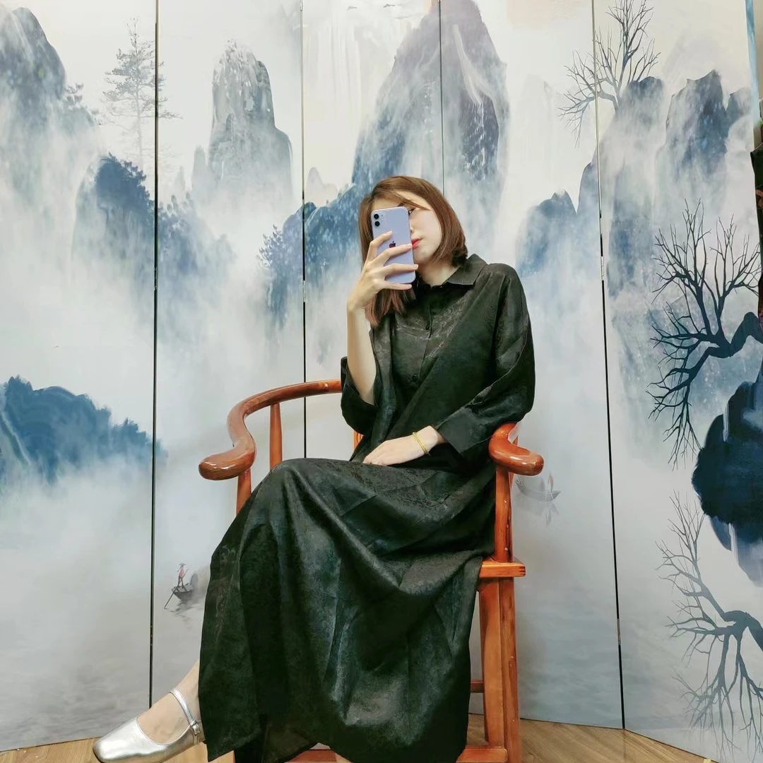 沈明臣家香云纱1370-2650直播间福利对称连衣裙