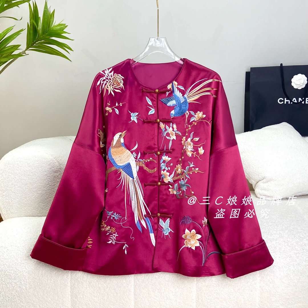 宸嫚三C娘娘23917【雀登高枝】新中式国风高端醋酸棉外套
