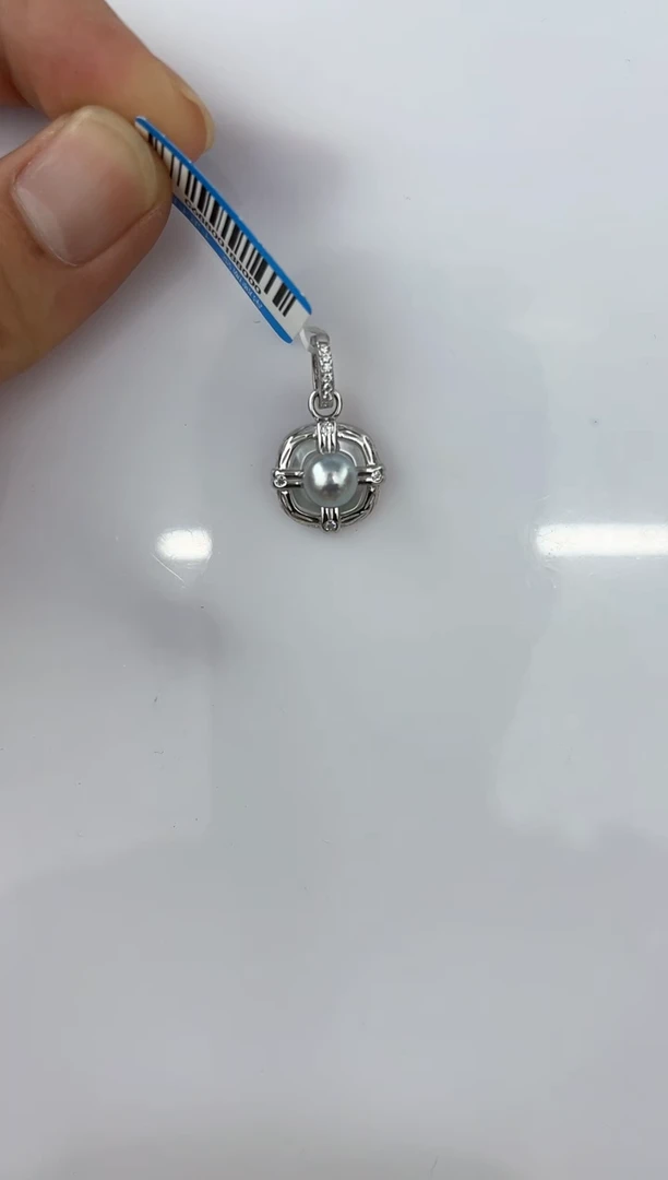 【闪购商品】海水珍珠DA银S925镶嵌ZZ  c688  灰珠吊坠