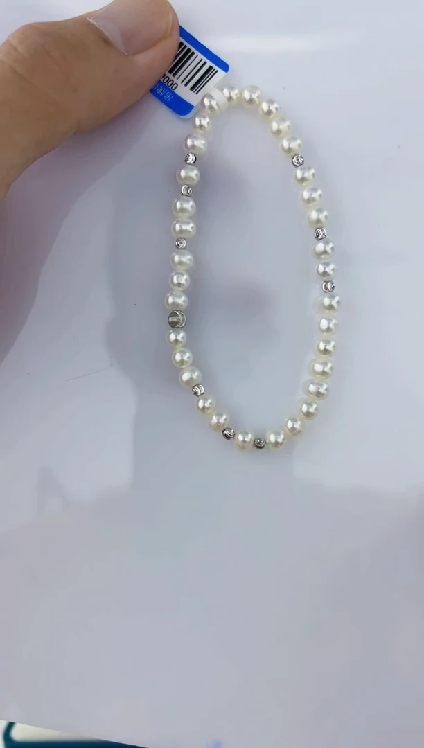 【闪购商品】淡水珍珠DA银S925镶嵌ZZ  白珠手链4 b317