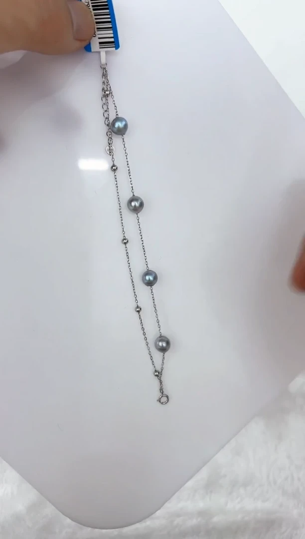 【闪购商品】海水珍珠DA银S925镶嵌ZZ  c796 灰珠手链