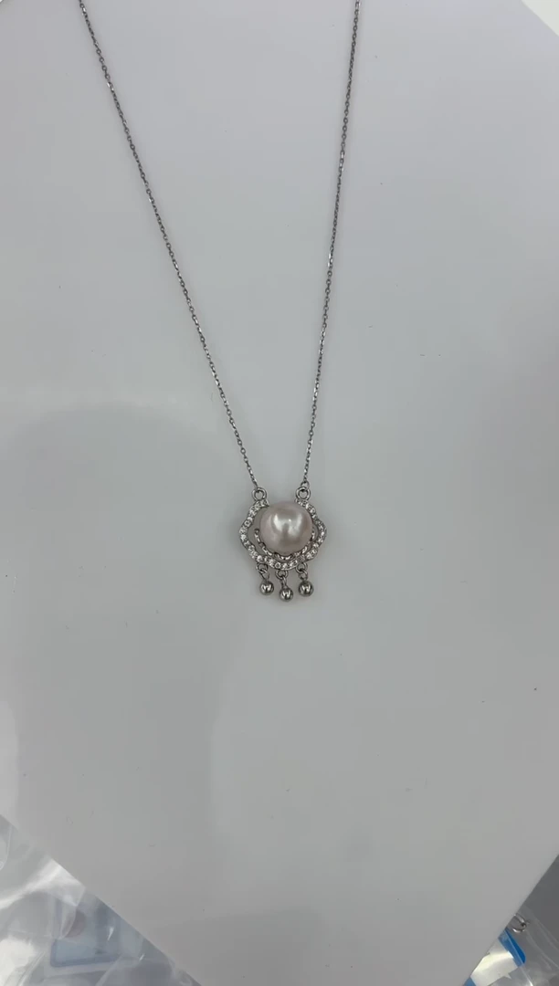 【闪购商品】淡水珍珠DA银S925镶嵌ZZ b463 曼塔玫瑰套链