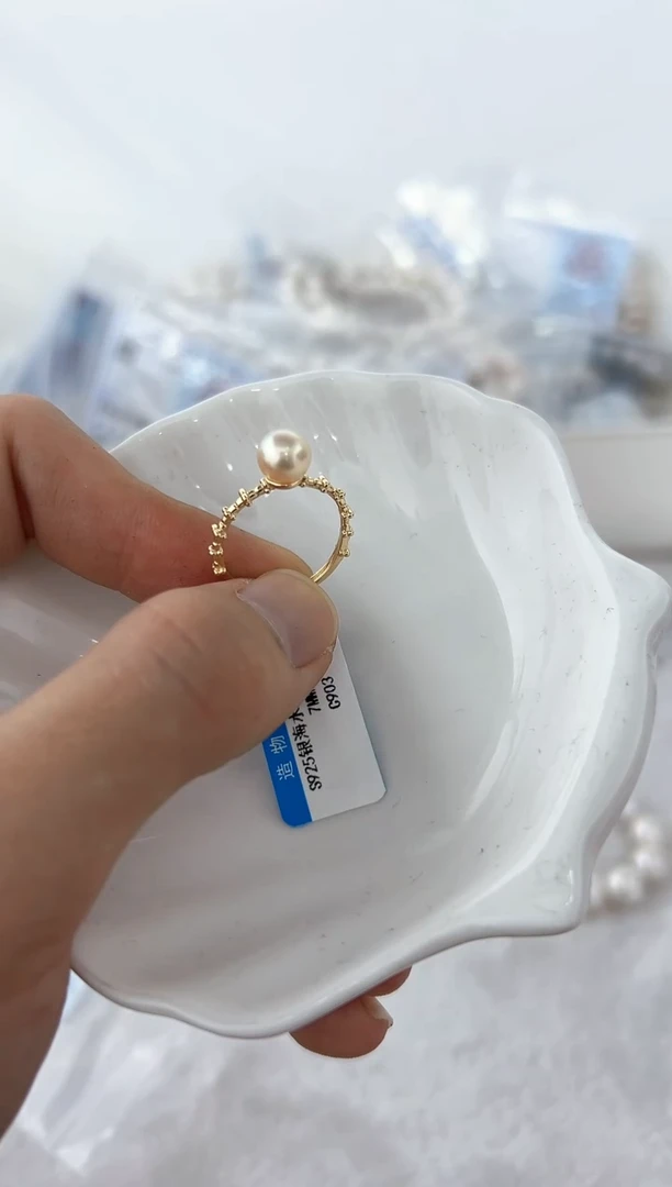 【闪购商品】海水珍珠DA银S925镶嵌ZZ  c903 羽皇金戒指
