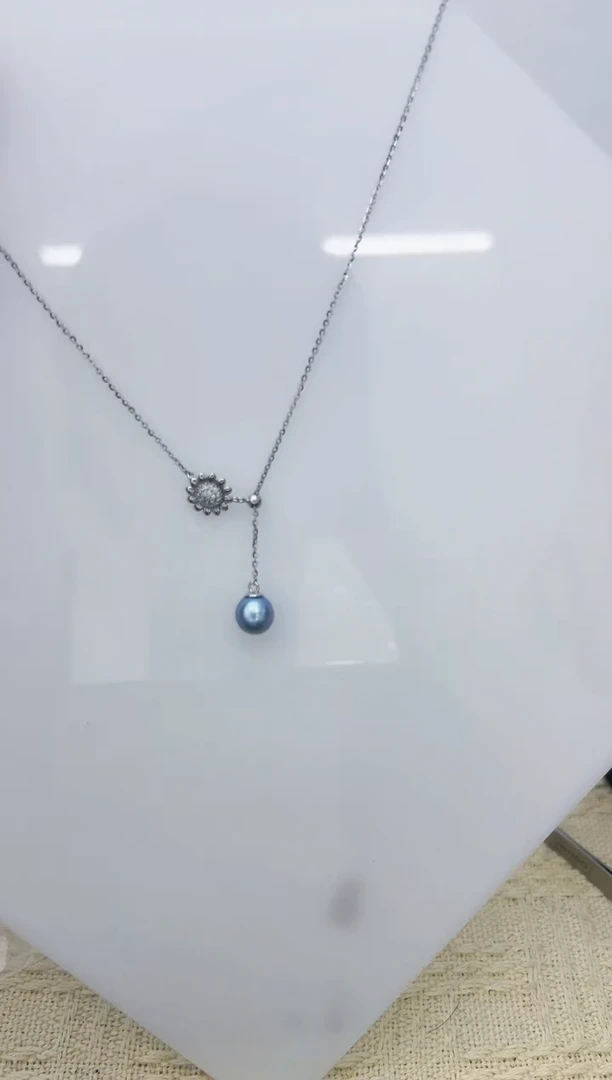 【闪购商品】海水珍珠DA银S925镶嵌FF v1675 灰珠套链 7