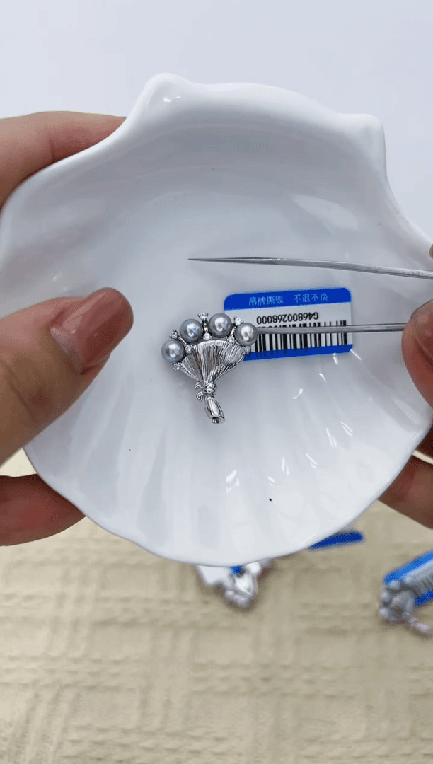 【闪购商品】海水珍珠DA银S925镶嵌FF c468 灰珠吊坠