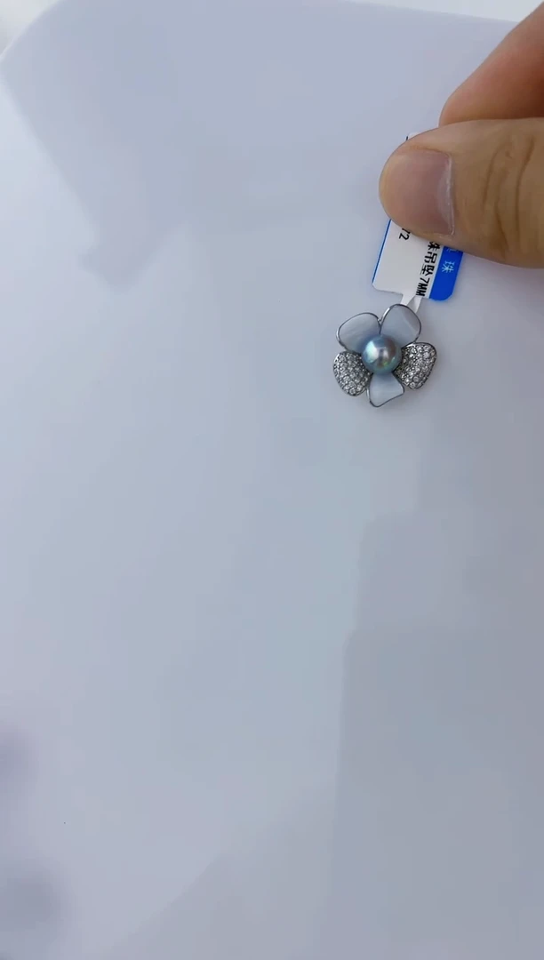 【闪购商品】海水珍珠DA银S925镶嵌ZZ  c672  灰珠吊坠