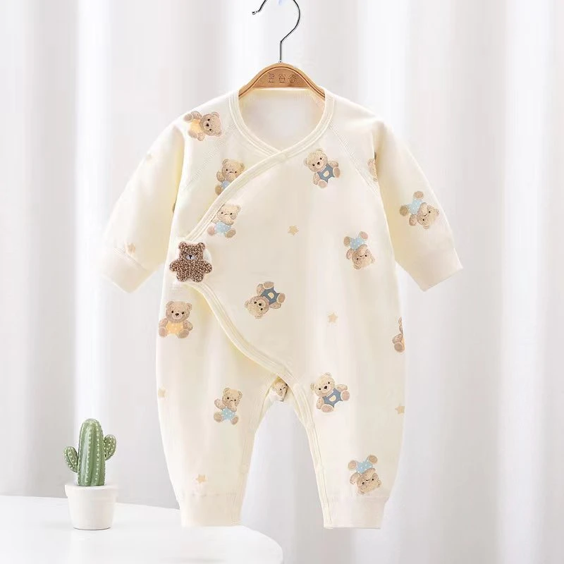 婴儿加棉连体衣秋冬宝宝冬装和尚服薄棉哈衣新生儿夹棉无骨蝴蝶衣