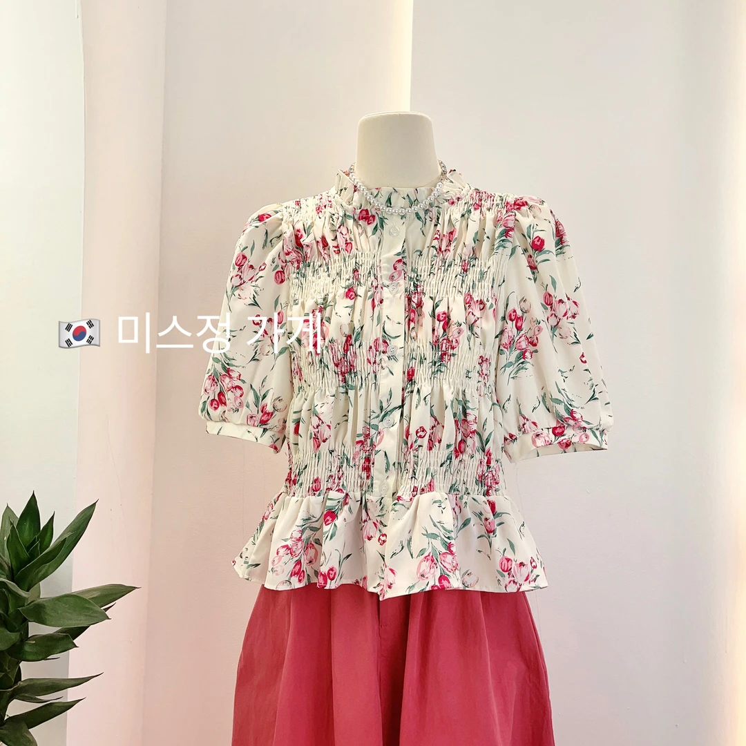 민아.MrssL【法式郁金香】东大门原单设计泡泡袖上衣3020