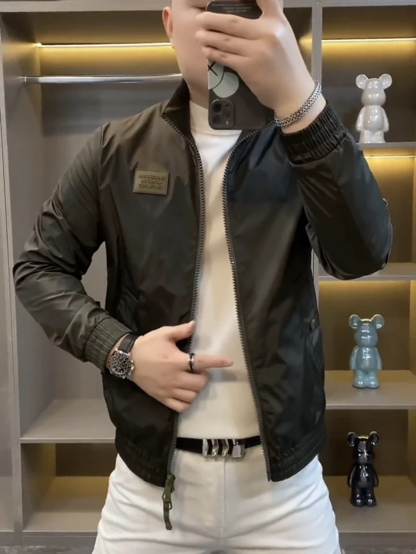 春秋男士新款欧货立领夹克衫男装时尚休闲百搭帅气外套男士上衣潮
