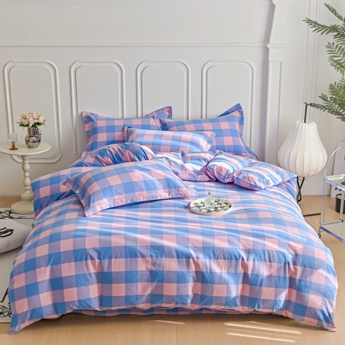 中格【2024新款】色织全棉纯棉格子轻奢简约款床上用品纯棉花织造