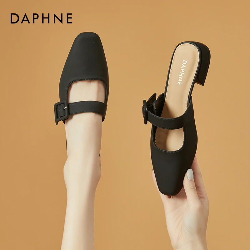 达芙妮优雅包头半拖鞋女高级感2025年夏季爆款凉鞋简约复古穆勒鞋