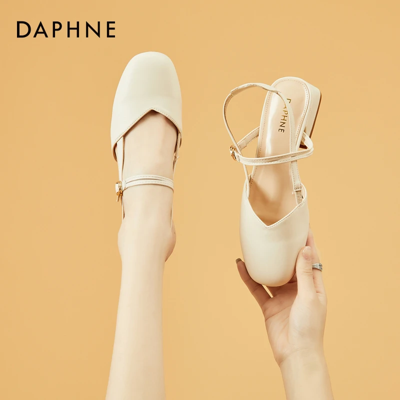 达芙妮包头凉鞋女秋季2025年爆款百搭粗跟仙女风配裙子玛丽珍单鞋