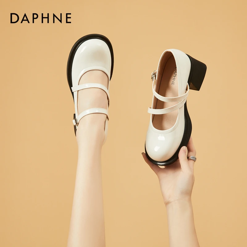 达芙妮正品复古浅口增高女鞋2025年春季舒适学院风jk圆头玛丽珍鞋