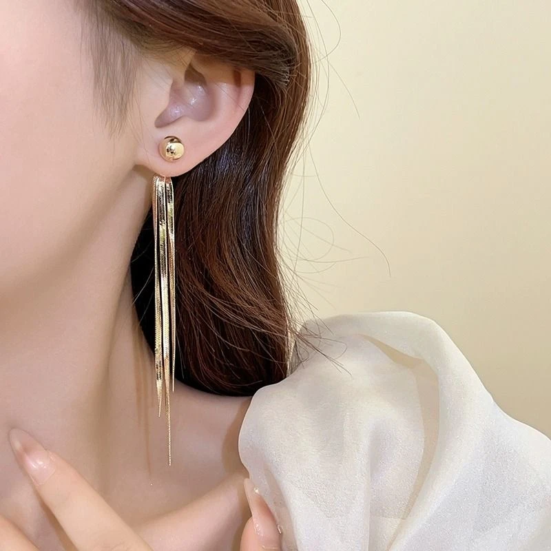 合金耳饰 流苏耳环小众设计耳坠轻奢高级2024新款爆款长款耳钉