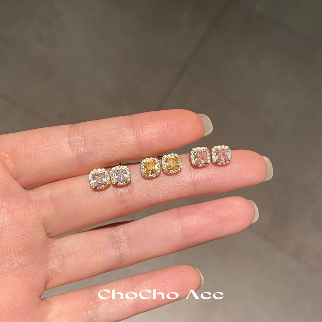 合金耳饰 「睡觉不用摘」精致小巧方糖小众设计感高级感百搭耳环女