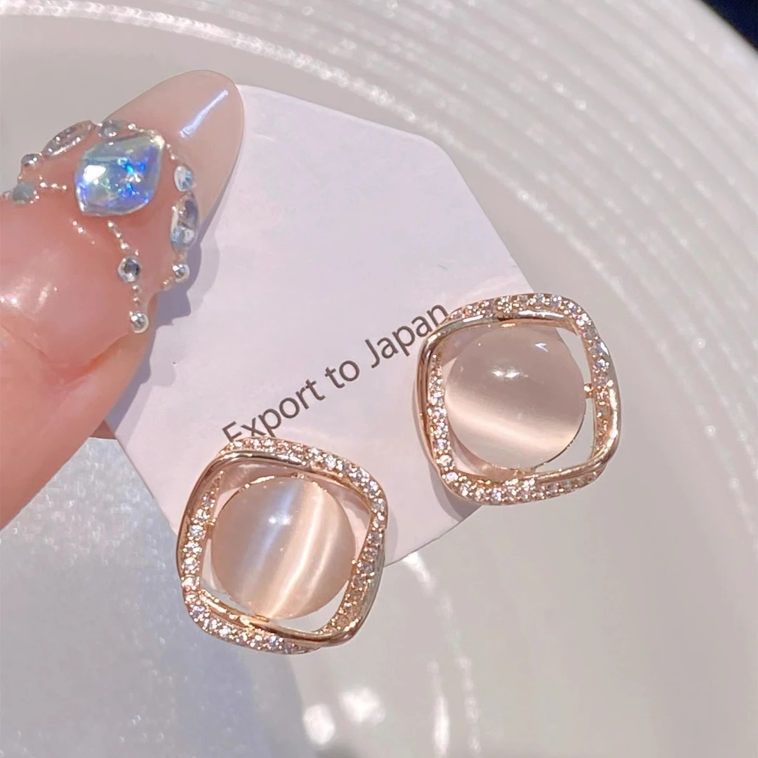 合金耳饰 「若水」法式锆石耳环女耳钉高级感2024年新款爆款百搭