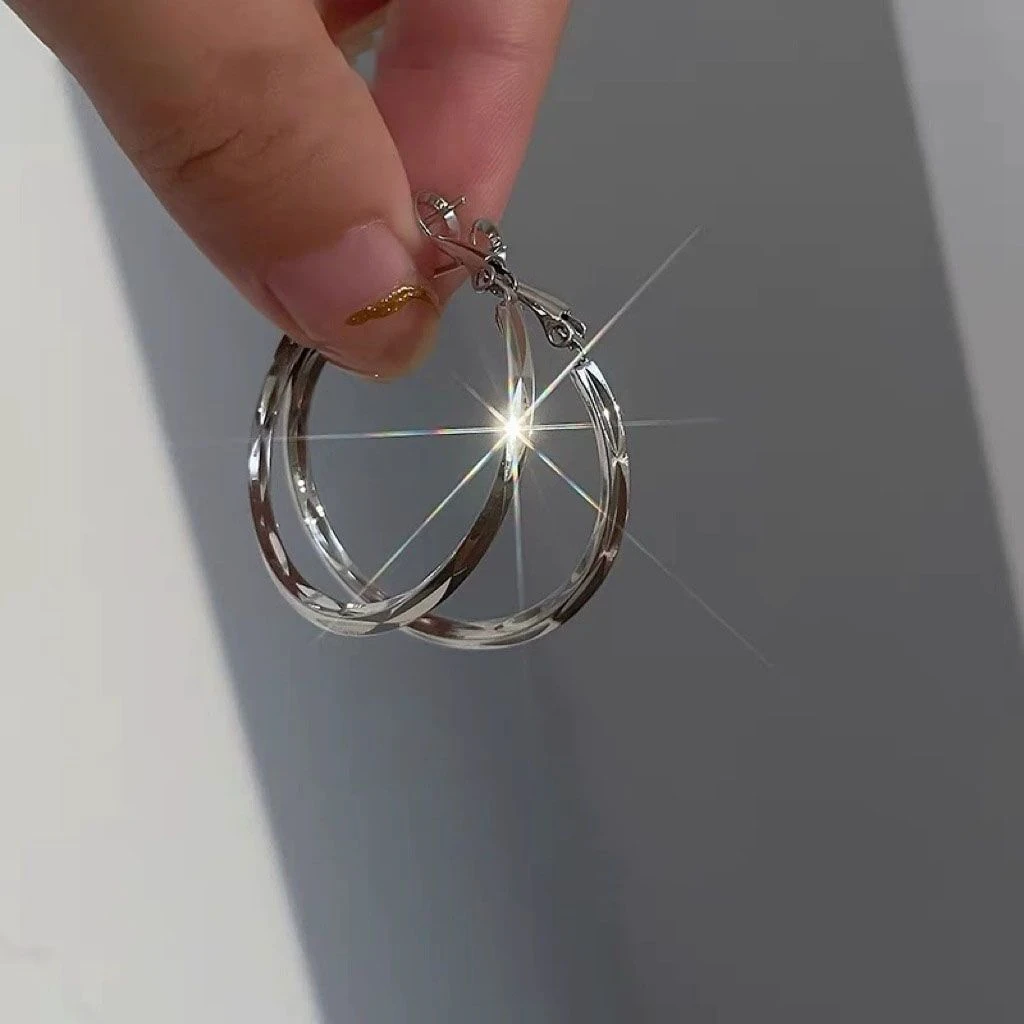 合金耳饰 百搭大耳圈女高级冷淡风耳环2024年新款耳钉ins风素圈