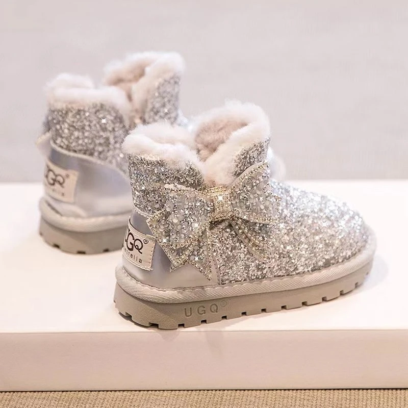 朵美巴拉巴拉宝宝女童雪地靴保暖加绒加厚儿童棉鞋宝宝靴冬防水