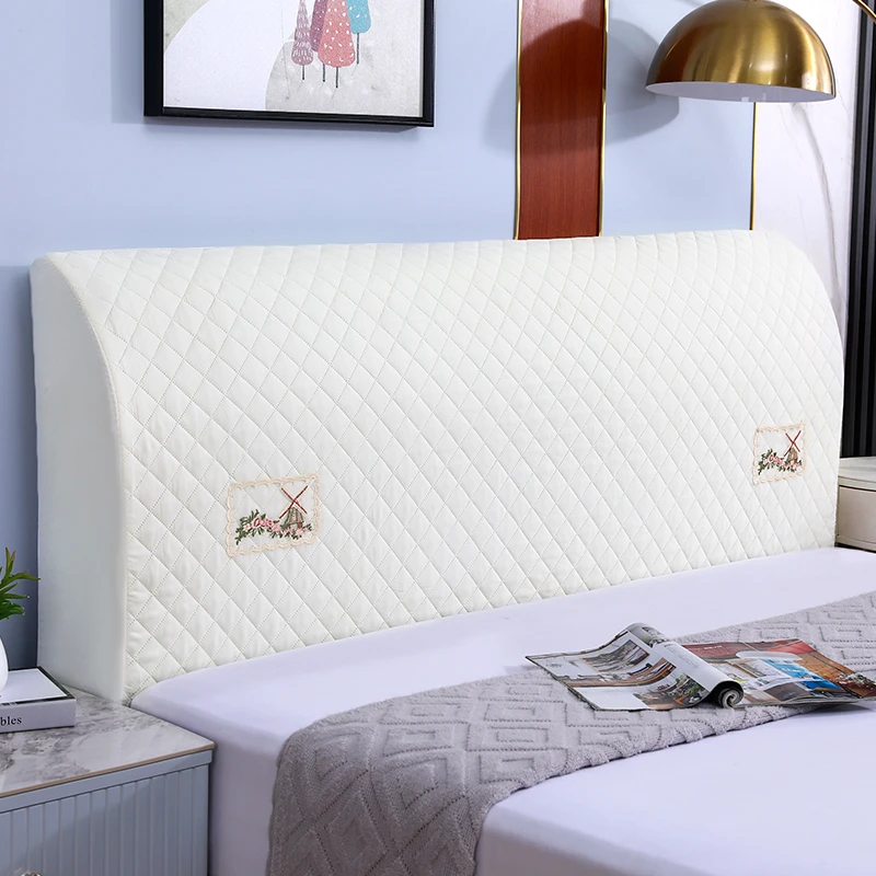 卧室床头防尘罩简约全包夹棉床头罩套木头软包床头套通用床头防尘