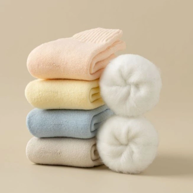 新品中筒袜加绒加厚毛绒长筒月子地板睡眠超厚毛绒绒袜