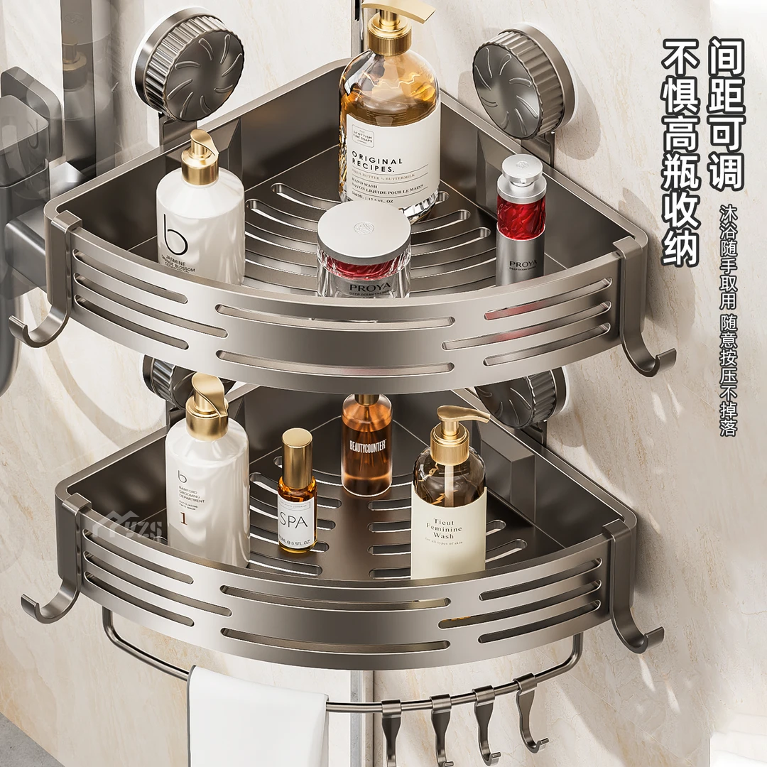 家用吸盘三角置物架卫生间浴室用品收纳架免打孔卫浴架壁挂转角架